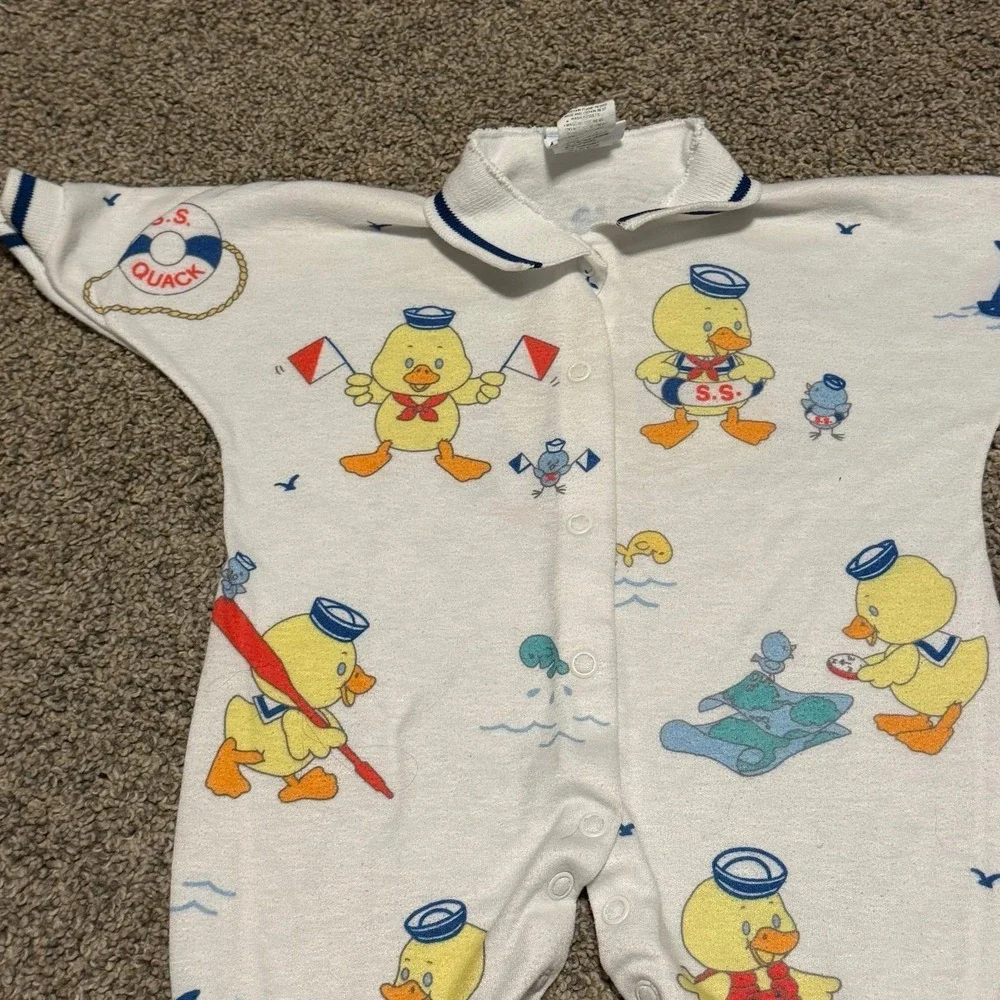 Vintage Carter's Baby Sleeper‎ Footed Duck Nautical USA 0-3 Months